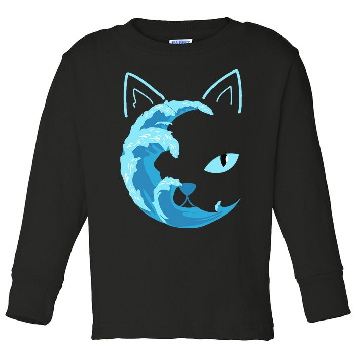 Blue Cats Wave For Kamala Funny Blue Wave Of Cat Ladies Toddler Long Sleeve Shirt