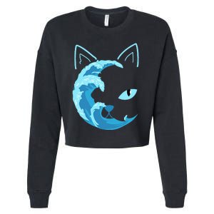 Blue Cats Wave For Kamala Funny Blue Wave Of Cat Ladies Cropped Pullover Crew