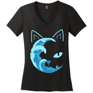 Blue Cats Wave For Kamala Funny Blue Wave Of Cat Ladies Women's V-Neck T-Shirt