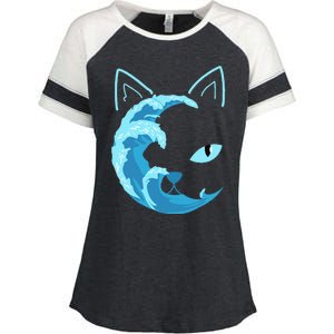 Blue Cats Wave For Kamala Funny Blue Wave Of Cat Ladies Enza Ladies Jersey Colorblock Tee