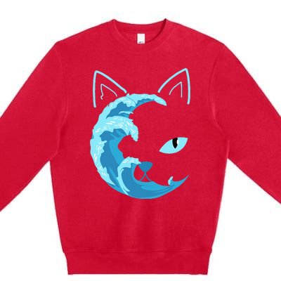 Blue Cats Wave For Kamala Funny Blue Wave Of Cat Ladies Premium Crewneck Sweatshirt