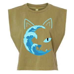 Blue Cats Wave For Kamala Funny Blue Wave Of Cat Ladies Garment-Dyed Women's Muscle Tee