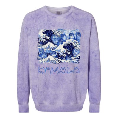 Blue Cats Wave Childless Cat Lady For Kama 2024 Colorblast Crewneck Sweatshirt