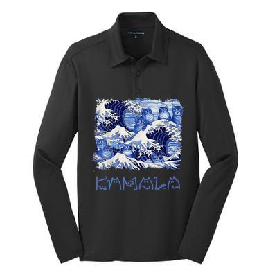 Blue Cats Wave Childless Cat Lady For Kama 2024 Silk Touch Performance Long Sleeve Polo