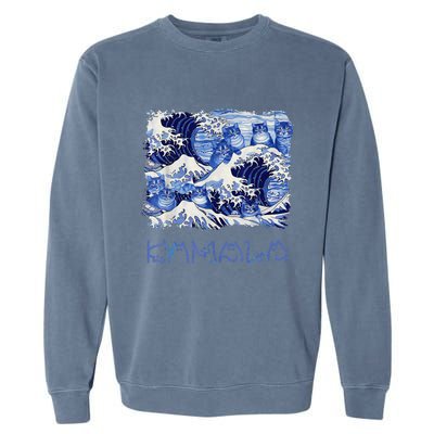 Blue Cats Wave Childless Cat Lady For Kama 2024 Garment-Dyed Sweatshirt