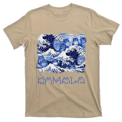 Blue Cats Wave Childless Cat Lady For Kama 2024 T-Shirt