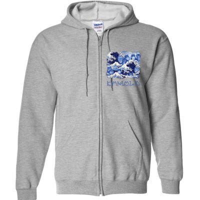 Blue Cats Wave Childless Cat Lady For Kama 2024 Full Zip Hoodie