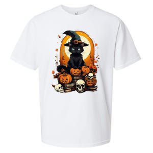 Black Cat Witch Reading Book Spooky Halloween Vibe Sueded Cloud Jersey T-Shirt