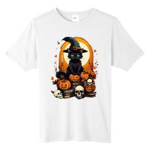 Black Cat Witch Reading Book Spooky Halloween Vibe Tall Fusion ChromaSoft Performance T-Shirt