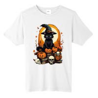 Black Cat Witch Reading Book Spooky Halloween Vibe Tall Fusion ChromaSoft Performance T-Shirt