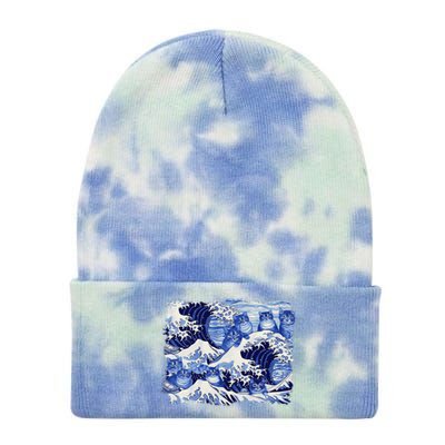 Blue Cats Wave For Kamala Funny Cat Owners Kamala Harris Gift Tie Dye 12in Knit Beanie