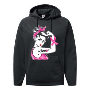 Breast Cancer Warrior Pink Ribbon Breast Cancer Awareness Performance Fleece Hoodie