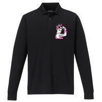 Breast Cancer Warrior Pink Ribbon Breast Cancer Awareness Performance Long Sleeve Polo