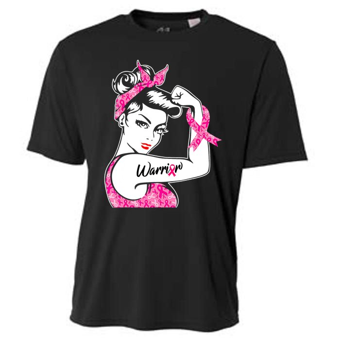 Breast Cancer Warrior Pink Ribbon Breast Cancer Awareness Cooling Performance Crew T-Shirt