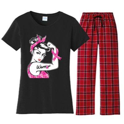 Breast Cancer Warrior Pink Ribbon Breast Cancer Awareness Women's Flannel Pajama Set