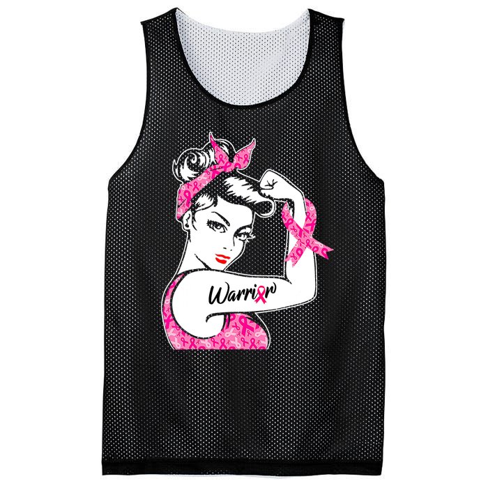 Breast Cancer Warrior Pink Ribbon Breast Cancer Awareness Mesh Reversible Basketball Jersey Tank