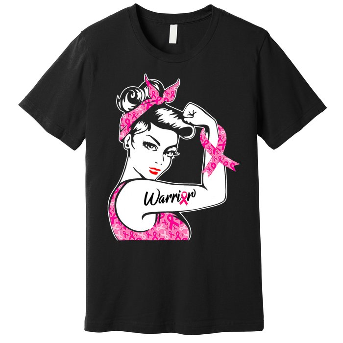 Breast Cancer Warrior Pink Ribbon Breast Cancer Awareness Premium T-Shirt