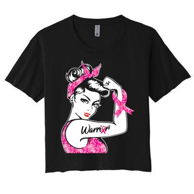 Breast Cancer Warrior Pink Ribbon Breast Cancer Awareness Women's Crop Top Tee