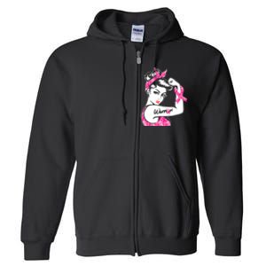 Breast Cancer Warrior Pink Ribbon Breast Cancer Awareness Full Zip Hoodie