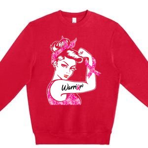 Breast Cancer Warrior Pink Ribbon Breast Cancer Awareness Premium Crewneck Sweatshirt