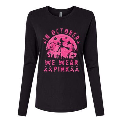 Breast Cancer Women Halloween In October We Wear Pin.K Womens Cotton Relaxed Long Sleeve T-Shirt