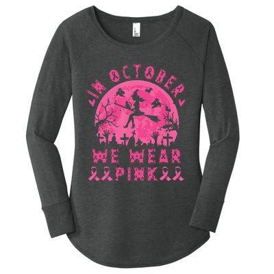 Breast Cancer Women Halloween In October We Wear Pin.K Women's Perfect Tri Tunic Long Sleeve Shirt