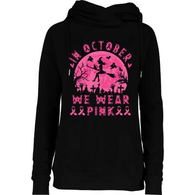 Breast Cancer Women Halloween In October We Wear Pin.K Womens Funnel Neck Pullover Hood