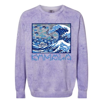 Blue Cats Wave Childless Cat Lady For Kama 2024 Colorblast Crewneck Sweatshirt