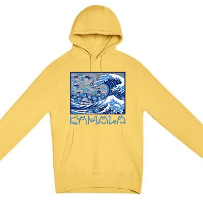 Blue Cats Wave Childless Cat Lady For Kama 2024 Premium Pullover Hoodie