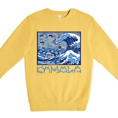 Blue Cats Wave Childless Cat Lady For Kama 2024 Premium Crewneck Sweatshirt