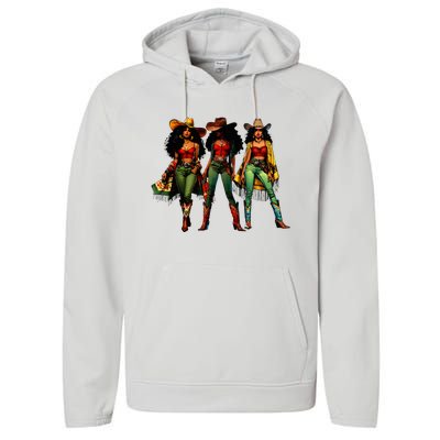 Black Cowgirl Western Rodeo Melanin Juneteenth Performance Fleece Hoodie