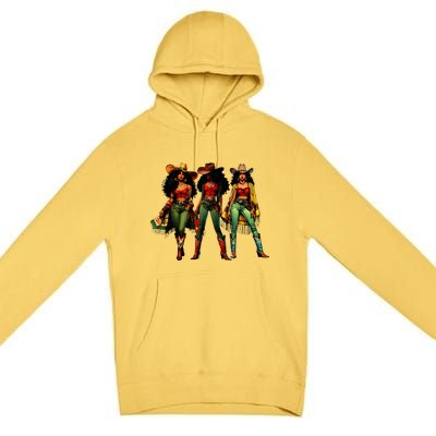 Black Cowgirl Western Rodeo Melanin Juneteenth Premium Pullover Hoodie