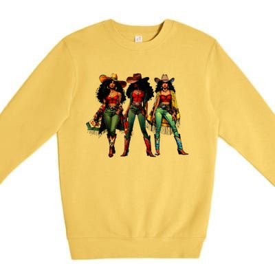 Black Cowgirl Western Rodeo Melanin Juneteenth Premium Crewneck Sweatshirt