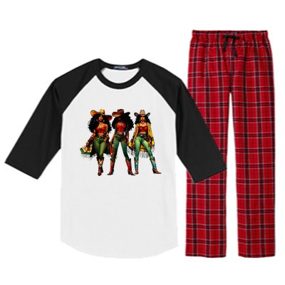 Black Cowgirl Western Rodeo Melanin Juneteenth Raglan Sleeve Pajama Set