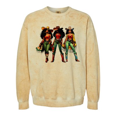 Black Cowgirl Western Rodeo Melanin Juneteenth Colorblast Crewneck Sweatshirt