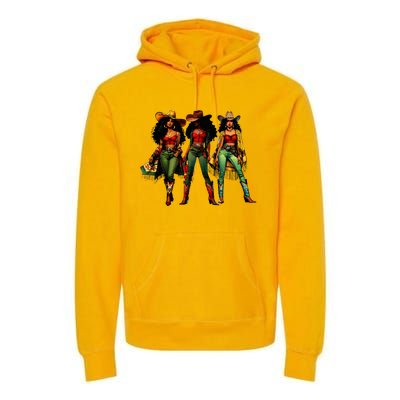 Black Cowgirl Western Rodeo Melanin Juneteenth Premium Hoodie