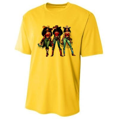 Black Cowgirl Western Rodeo Melanin Juneteenth Performance Sprint T-Shirt