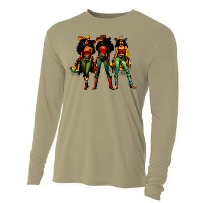 Black Cowgirl Western Rodeo Melanin Juneteenth Cooling Performance Long Sleeve Crew