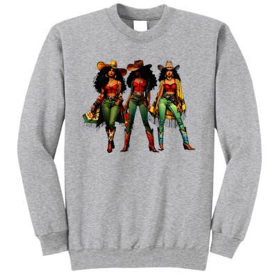 Black Cowgirl Western Rodeo Melanin Juneteenth Tall Sweatshirt