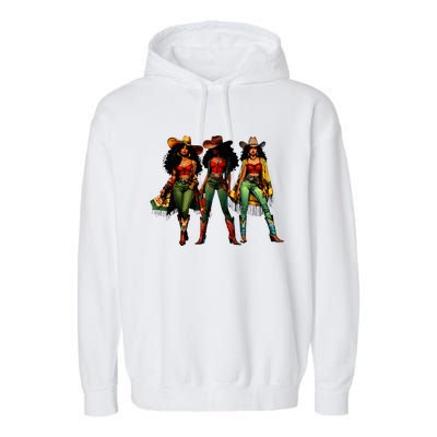 Black Cowgirl Western Rodeo Melanin Juneteenth Garment-Dyed Fleece Hoodie