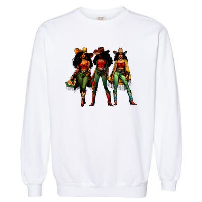 Black Cowgirl Western Rodeo Melanin Juneteenth Garment-Dyed Sweatshirt