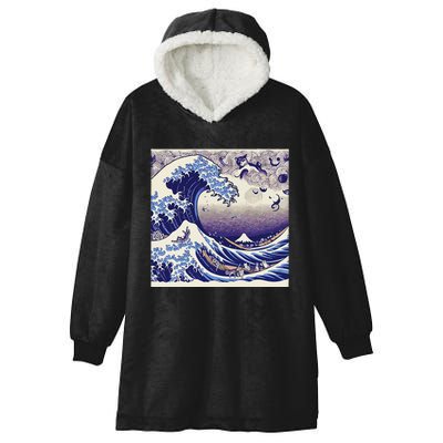 Blue Cats Wave For Kamala Funny Hooded Wearable Blanket