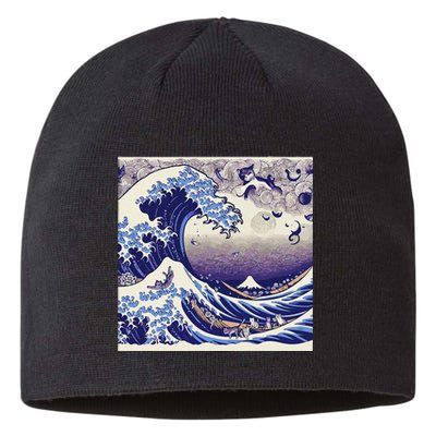 Blue Cats Wave For Kamala Funny Sustainable Beanie