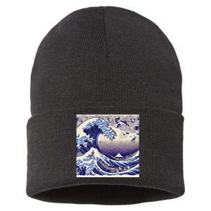 Blue Cats Wave For Kamala Funny Sustainable Knit Beanie