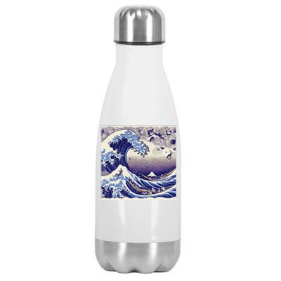 Blue Cats Wave For Kamala Funny Stainless Steel Insulated Water Bottle