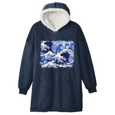 Blue Cats Wave For Kamala Funny Cat Owners Kamala Harris Hooded Wearable Blanket