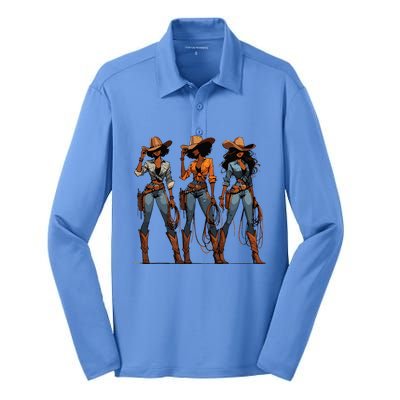 Black Cowgirl Western Rodeo Melanin Black History Texas Silk Touch Performance Long Sleeve Polo