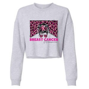 Breast Cancer Warrior Leopard Country Mama Western Pink Gift Cropped Pullover Crew