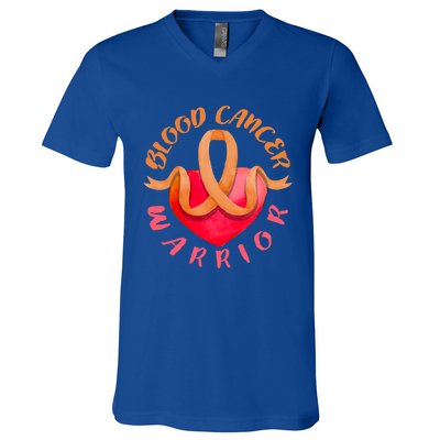 Blood Cancer Warrior Lymphoma Myeloma And Leukemia Awareness Gift V-Neck T-Shirt