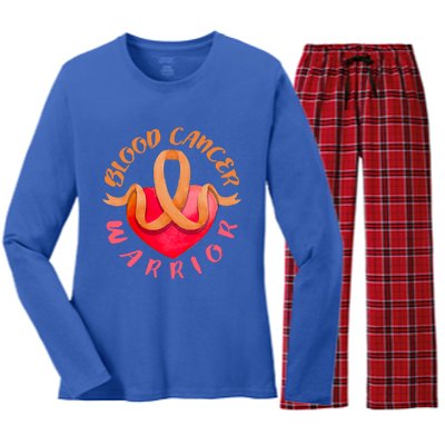 Blood Cancer Warrior Lymphoma Myeloma And Leukemia Awareness Gift Women's Long Sleeve Flannel Pajama Set 